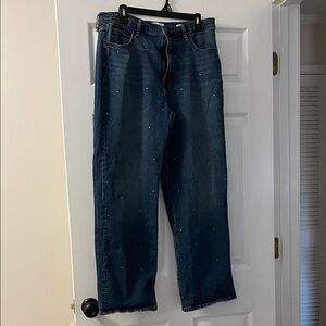 Jessica Simpson Zinnia Wide Leg, Stuuded Boyfriend Dark Blue Boyfriend Jeans